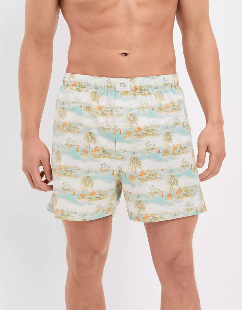 Shorts De Bain American Eagle AEO Island Vibes Stretch Blanche Homme | NFI-65992762